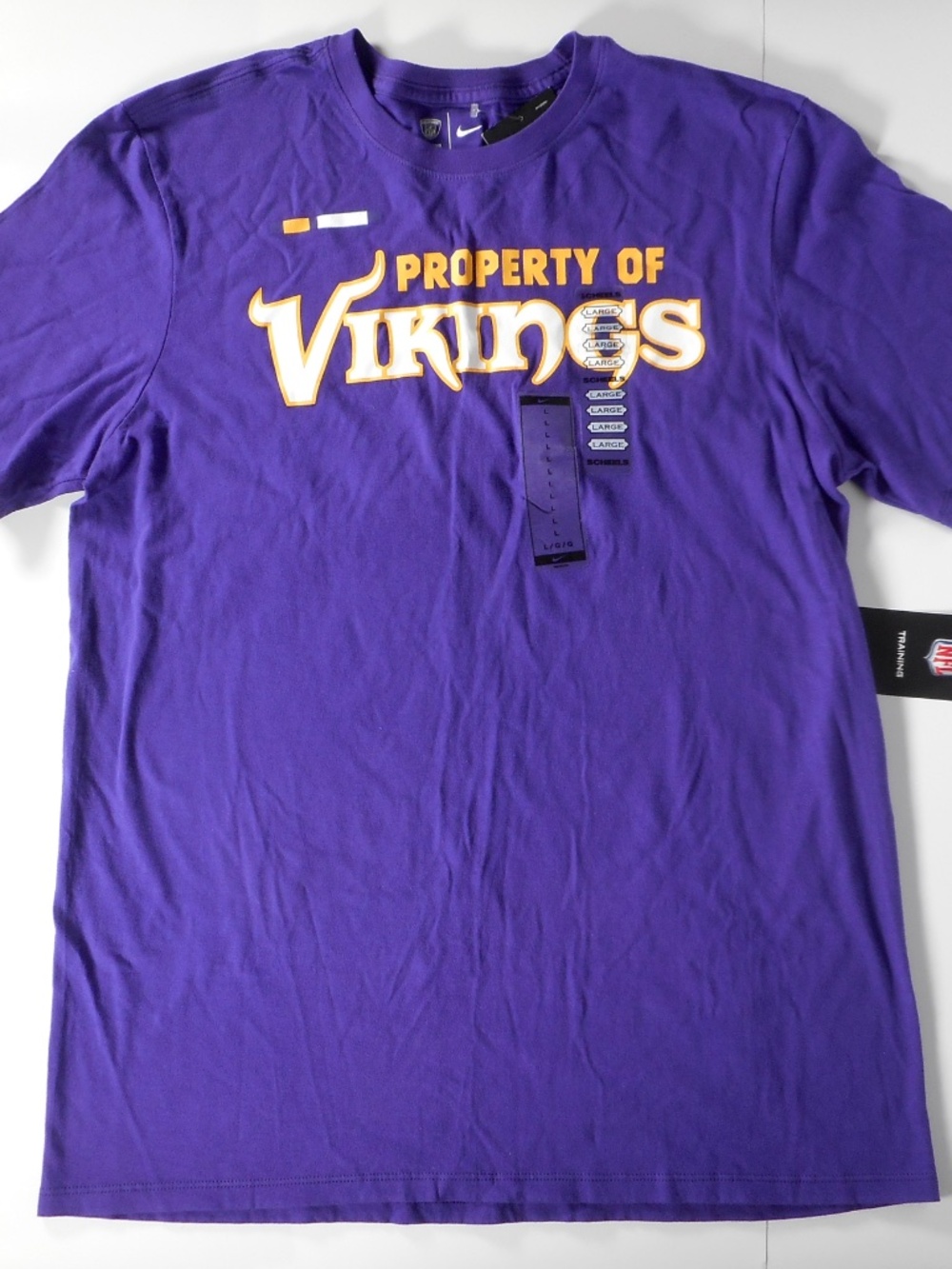 NWT Nike NFL Property Vikings Football Men L Tshirt Athletic Cut Cotton Purple